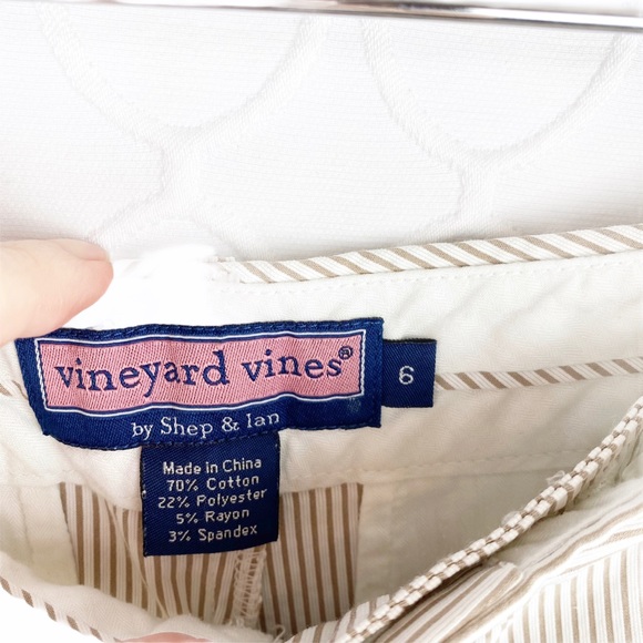 VINEYARD VINES Searsucker Tan White Bermuda Preppy Size 6 - Picture 4 of 6